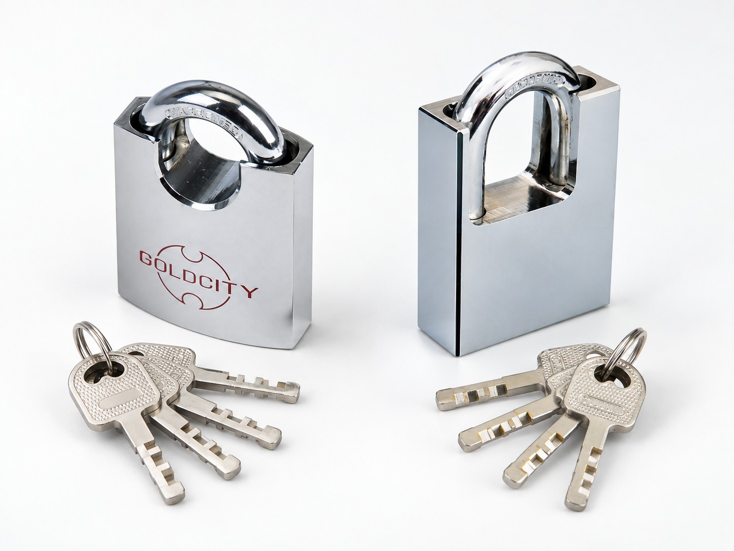 GOLD CITY closed-shackle and half-closed-shackle steel-ball locking padlocks compared.jpg