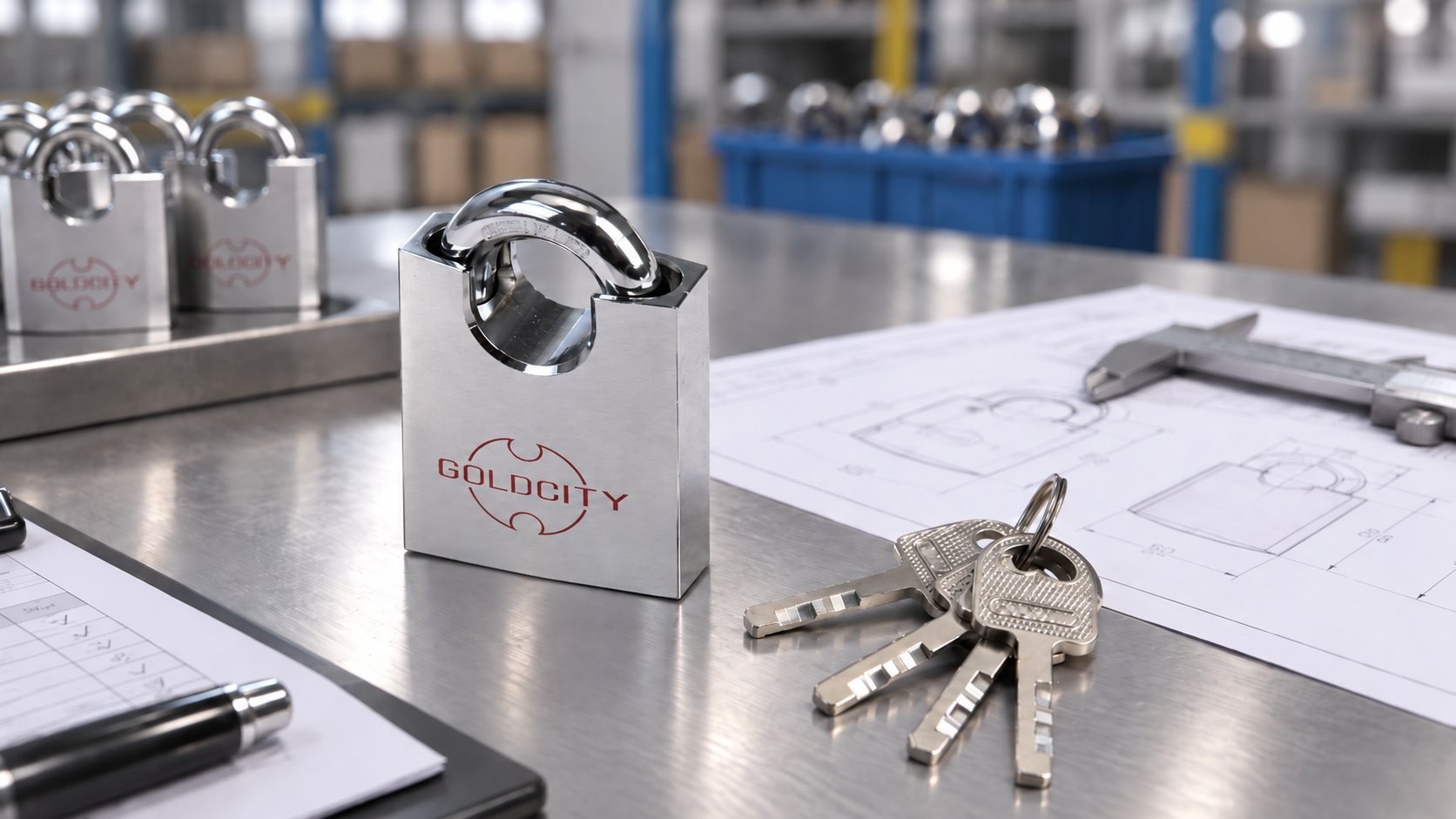 GOLD CITY steel-ball locking brass padlock with closed shackle.jpg